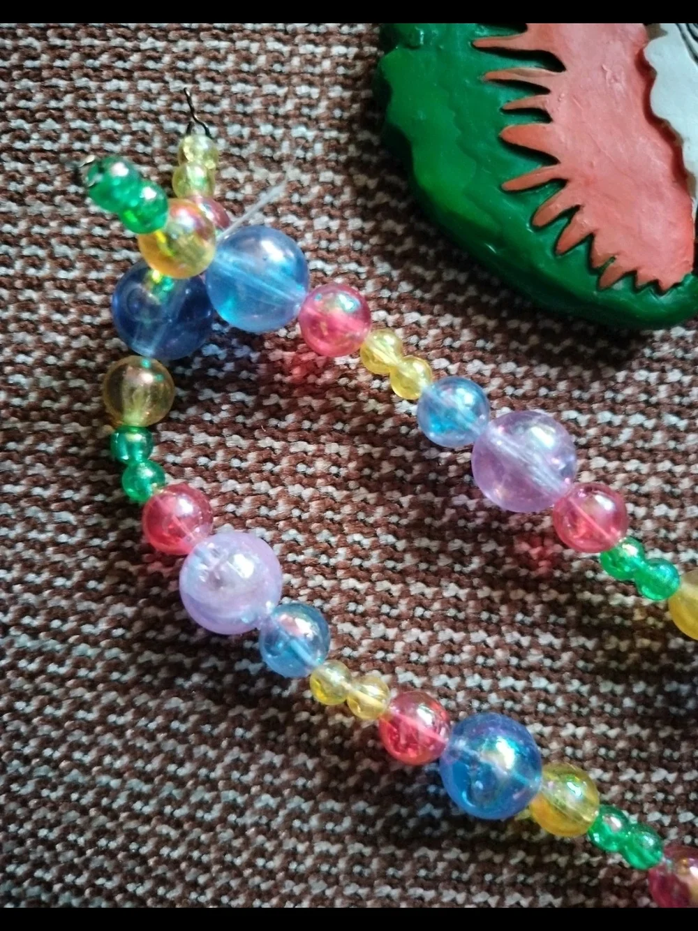 Colorful Parrot Beaded Bird And Cheeseburgers Necklace Adult Size Multicolor